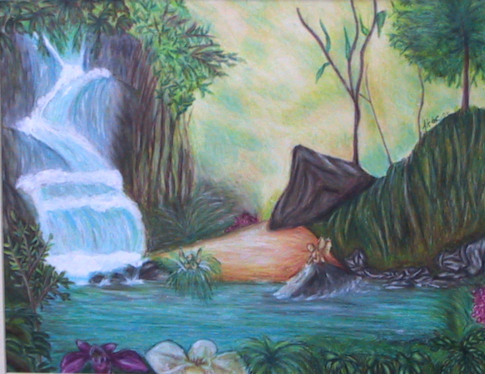 Painting of a waterfall, by Marialejandra